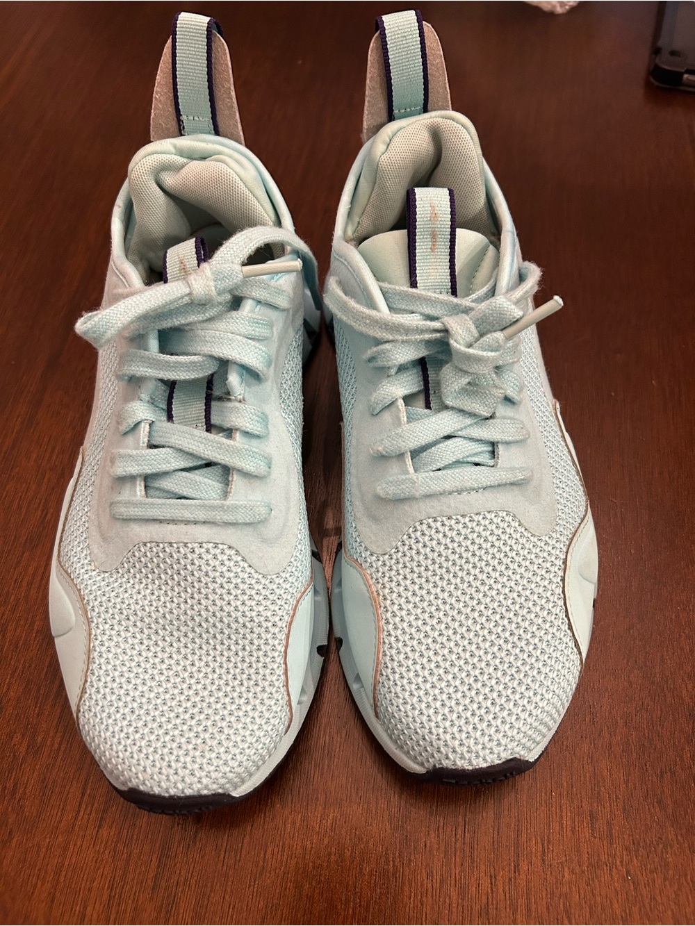 Reebok Women's Light Blue Mesh Sneakers with Navy Trim